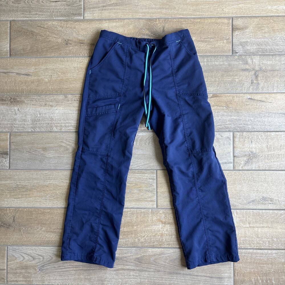 Scrubstar Navy Blue Cargo Scrub Pants with Teal Drawstring